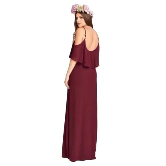 Show Me Your Mumu NEW Size Small Caitlin Ruffle Maxi Dress in Merlot Chiffon - Picture 9 of 14